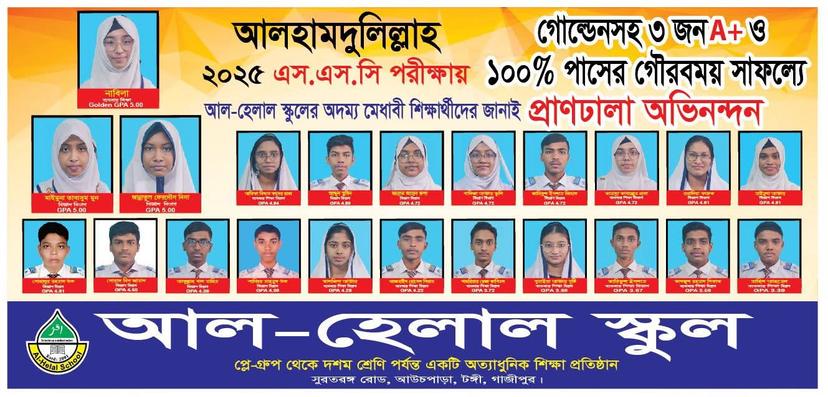 ২০২৫ এসএসসি পরীক্ষায় গোল্ডেনসহ ৩ জন A+ ও ১০০% পাসের গৌরবময় সাফল্য অর্জন